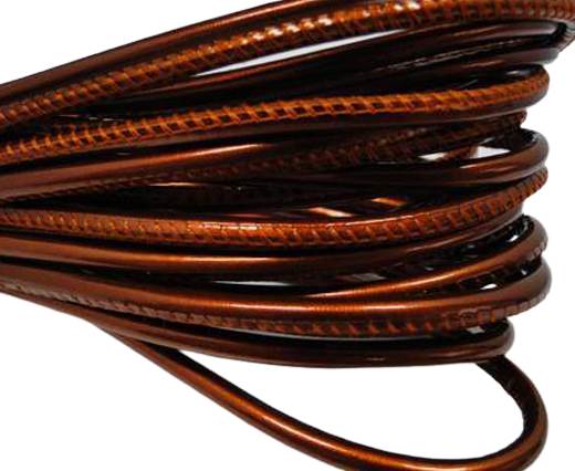 Round stitched nappa leather cord Dark orange -4mm