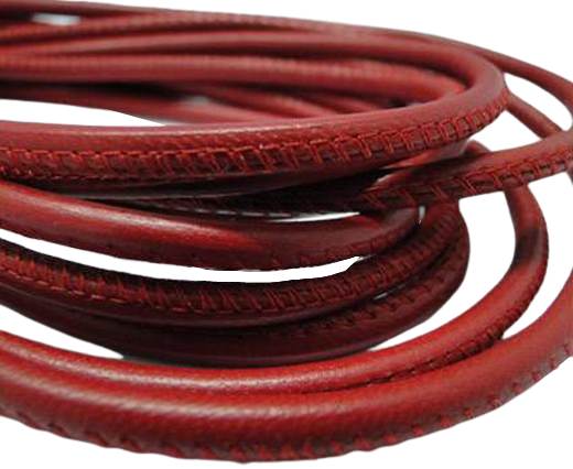 Round stitched nappa leather cord Red -4mm