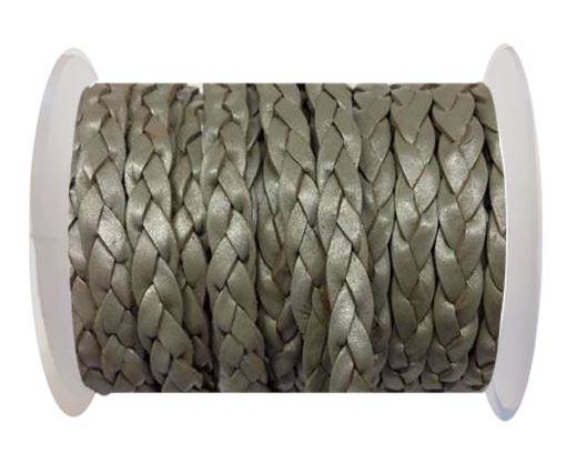 Flat 3-ply Braided Leather Metallic-SE-Metallic Grey-10MM