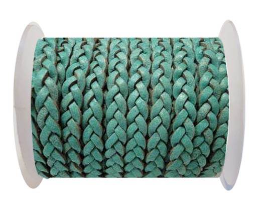 Choti-Flat 3-ply Braided Leather -5mm-Turquoise white base