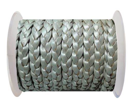 Flat 3-ply Braided Leather-SE-Metallic Silver-10MM