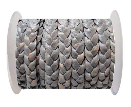 Flat 3-ply Braided Leather-SE-PB-Grey-10MM