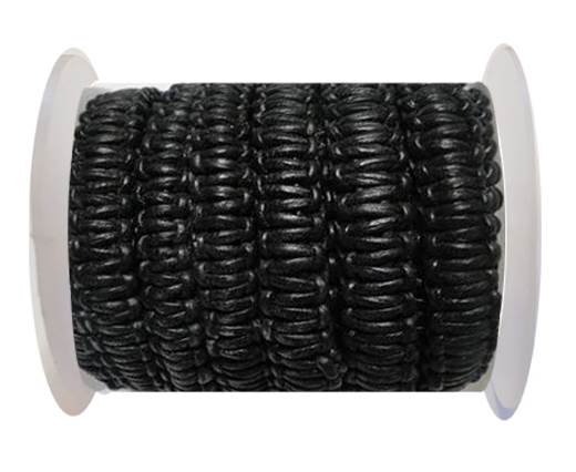 Flat Braided Cords-10MM- Stair Case Style-Black
