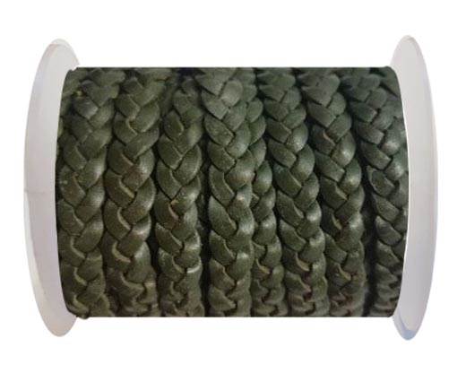 RoundChoti-Flat 3-ply Braided Leather --5MM- SE DARK GREEN