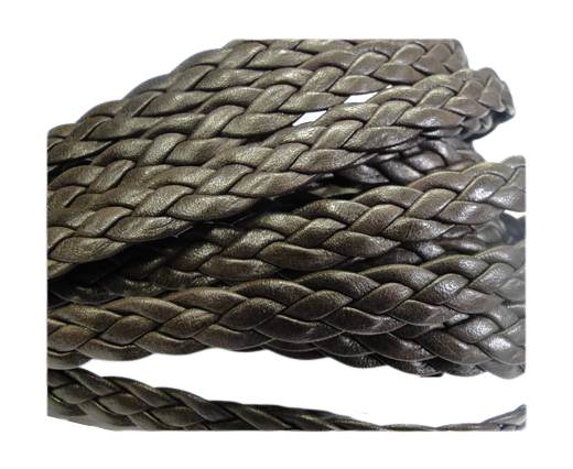 Flat Braided Nappa Leather Cords 8mm -COFFEE