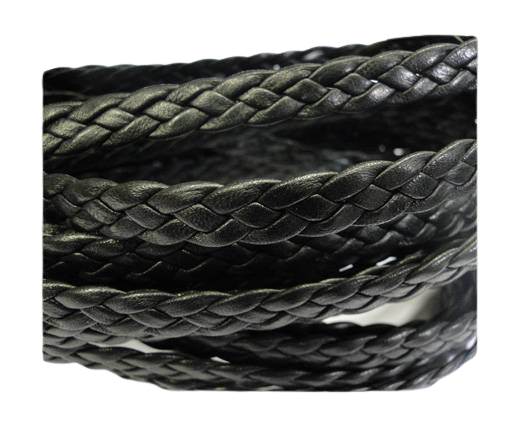 Flat Braided Nappa Leather Cords 8mm Black