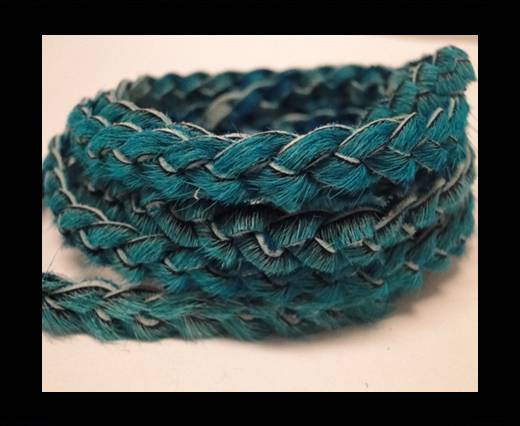 Braided Round Hair-on Leather-Blue-5mm