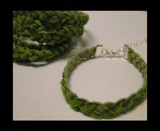 Braided Round Hair-on Leather-Green-5mm