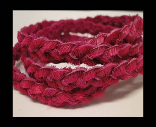 Braided Round Hair-on Leather-Fuchsia-5mm