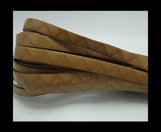 Flat Italian Leather- Stripes -10mm- Beige