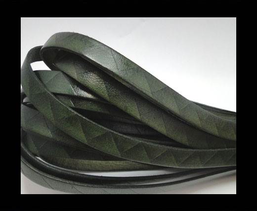 Flat Italian Leather- Stripes -10mm- Dark Green