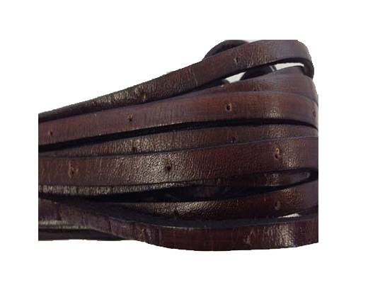 Flat Leather Italian 5mm - hole panched style-dark brown