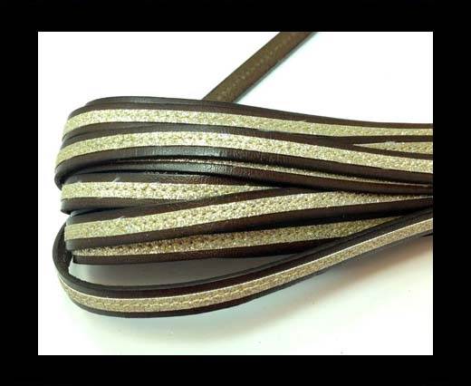 Flat Leather- With Glitter -10mm- Brown Glitter Gold