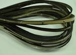 Flat Leather Cord With Steel Studs-5mm-Ligth Brown