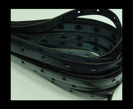 Flat Leather Cords With Hearts Holes-Dark Blue