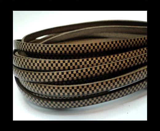 RoundFlat Leather Cords - Chess Style - 5mm-Tortora