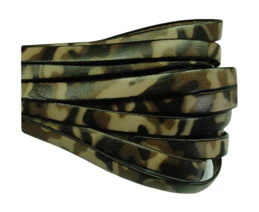 Flat Leather Cord-10mm-Camouflage Brown