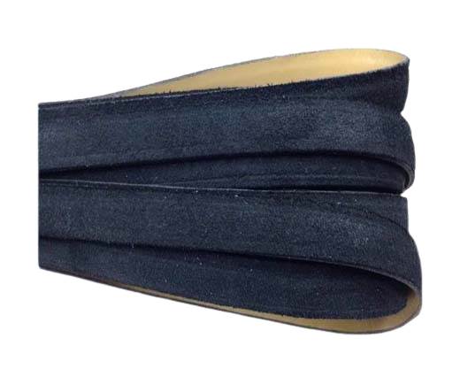 Flat Leather Cord Suede -10mm-Dark Blue