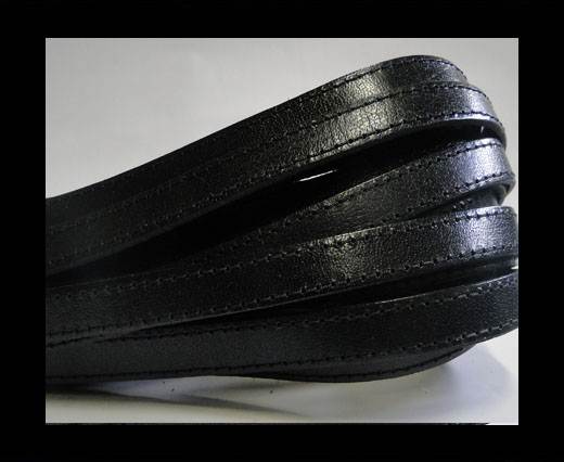 Italian Flat Leather-Double Stitched-10mm-BLACK