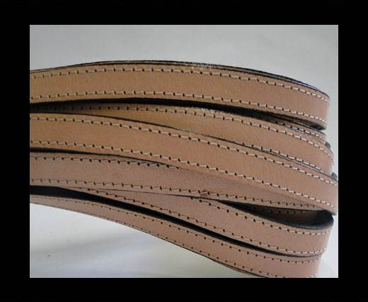 Italian Flat Leather-Double Stitched-10mm-CREAM