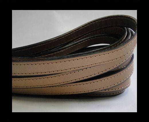 Italian Flat Leather-Double Stitched-10mm-MEDIUM BROWN