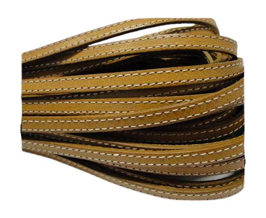 Flat Leather Italian Stitched 5mm - Light Brown