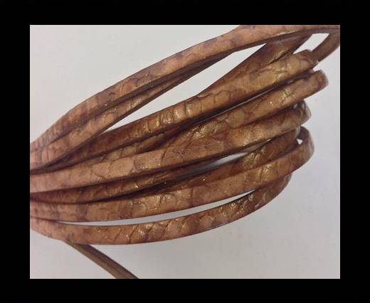 Flat leather Snake Style with glitter - 5 mm - Medium Brown