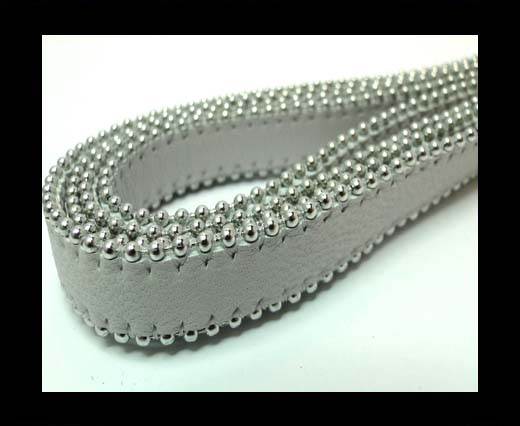 Flat Nappa Leather with Chains - 14mm -  Light Grey