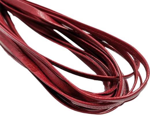 Flat Nappa Leather cords - 5mm - dark red