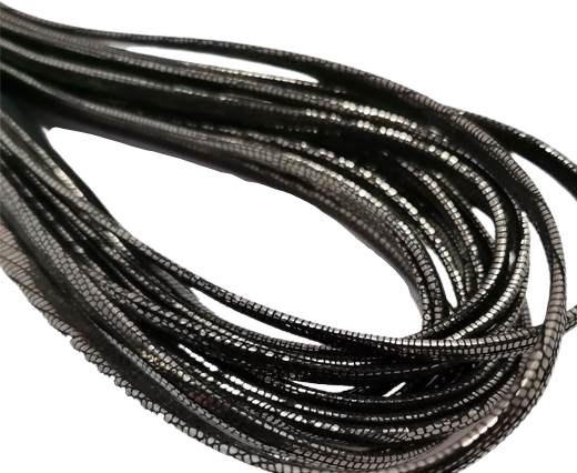 Flat Nappa Leather cords - 5mm - Lizard l+ímina anthracite