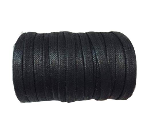 Flat Wax Cotton Cords - 5mm  - Black