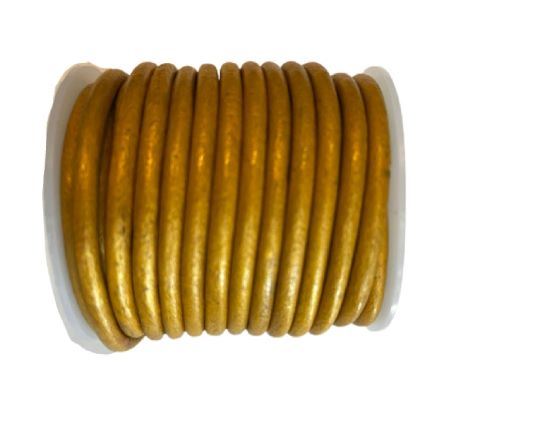 Round Leather Cord - 5mm - Gold