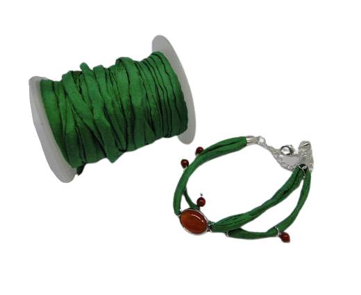 Habotai silk cords - Bottle Green