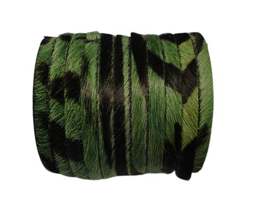 Hair-On-Flat Leather-Green Zebra-10MM