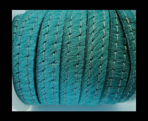 Hair-On Leather with Stitch-Turquoise-10mm