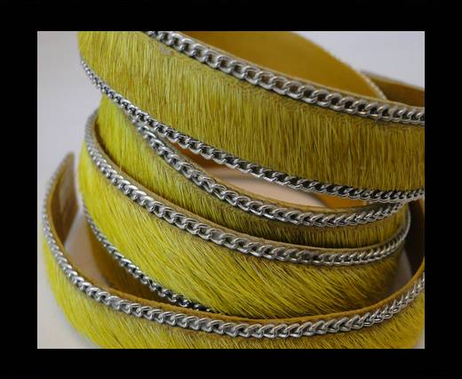 Hair-on leather with Chain-Yellow-14mm