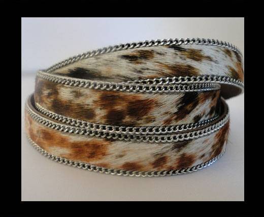 Hair-on leather with Chain-Tiger Skin-14mm