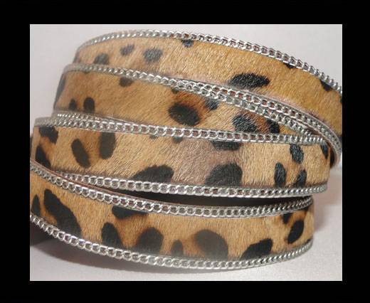 Hair-on leather with Chain-Leopard Skin-14mm