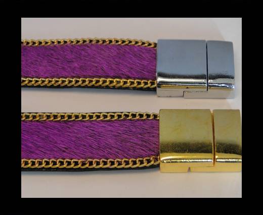 Hair-On Leather with Gold Chain-Purple