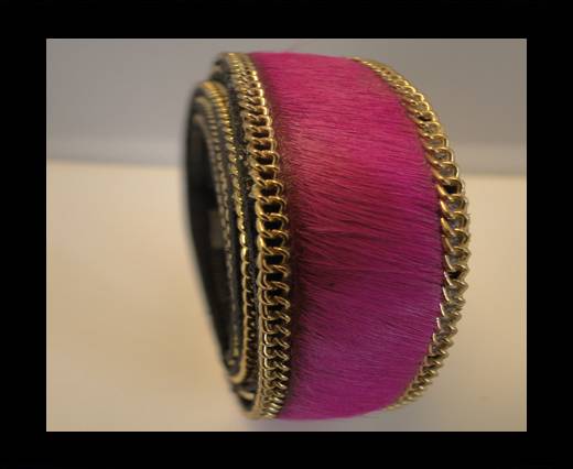 Hair-On Leather with Gold Chain-Fuchsia-Golden