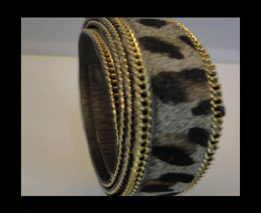 Hair-On Leather with Gold Chain-Leopard