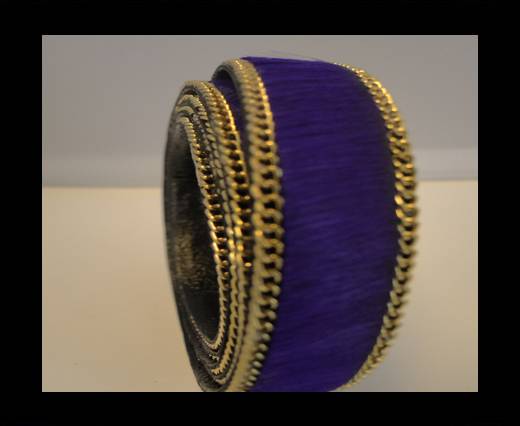 Hair-On Leather with Gold Chain-Violet