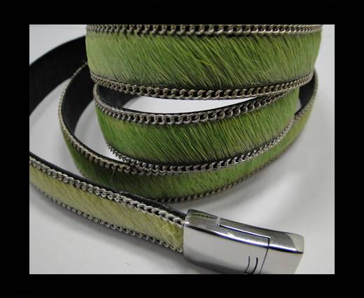 Hair-on leather with Chain - 14 mm - Light Green