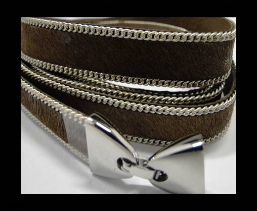 Hair-on leather with Chain- 14 mm - Medium Brown