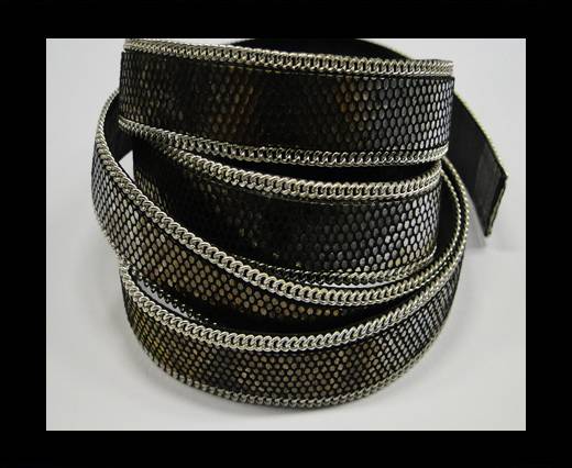 Hair-on leather with Chain - 14 mm - Brilliantly colored