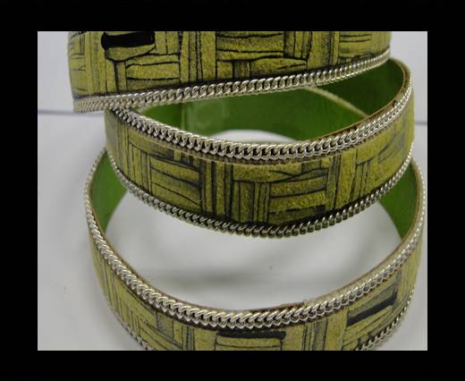 Hair-on leather with Chain - 14 mm - Green bricks