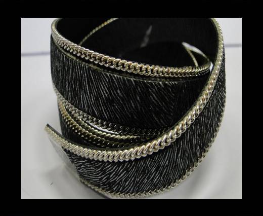 Hair-on leather with Chain - 14 mm - Thin zebra print