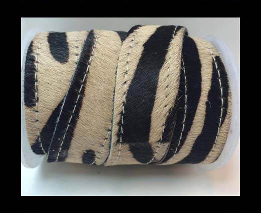 Hair-On Leather Flat-brown zebra with stitches-20mm