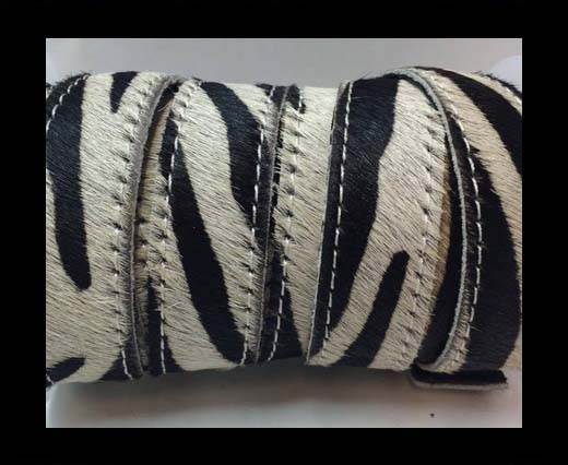 Hair-On Leather Flat-zebra with stitches-20mm
