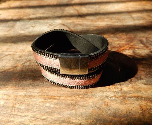 Leather Bracelets Supplies  - Pink
